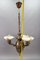 Art Deco Alabaster and Brass 3-Light Chandelier, 1930s, Image 20