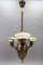 Art Deco Alabaster and Brass 3-Light Chandelier, 1930s, Image 7