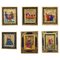 Escenas de juglar del manuscrito de la canción de Manesse, años 50, pinturas, enmarcado, Juego de 6, Imagen 1