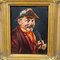 Inge Woelfle, Portrait of a Bavarian Folksy Man with Pipe, Oil on Wood, Framed 4