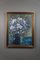 Still Life of a Vase with Blue and White Flowers, Oil Painting, Framed 1