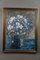Bodegón de jarrón con flores azules y blancas, pintura al óleo, enmarcado, Imagen 2