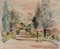 Bernadette Sers, Avenue of Cypresses, 20th Century, Watercolor on Paper, Framed, Image 1