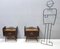 Tables de Chevet Vintage en Noyer avec Plateau en Verre Doré Peint, Italie, 1950s, Set de 2 2
