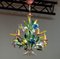 Bright Boho Chic Italian Tole Painted Metal Chandelier with Floral Decor, 1960s, Image 1