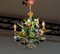 Bright Boho Chic Italian Tole Painted Metal Chandelier with Floral Decor, 1960s 4