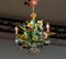 Bright Boho Chic Italian Tole Painted Metal Chandelier with Floral Decor, 1960s, Image 4