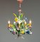 Bright Boho Chic Italian Tole Painted Metal Chandelier with Floral Decor, 1960s 8