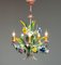 Lámpara de araña Tole italiana boho chic brillante de metal pintado con decoración floral, años 60, Imagen 8