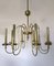 Italian 8 Light Chandelier in Brass, 1960s 4