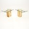 Vintage Italian Travertine and Brass Side Tables attributed to Artedi, 1970, Set of 2 1