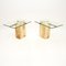 Vintage Italian Travertine and Brass Side Tables attributed to Artedi, 1970, Set of 2, Image 1