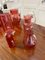 Antique Victorian Cranberry Glass Items, 1880, Set of 7 3