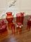 Antique Victorian Cranberry Glass Items, 1880, Set of 7 5