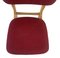 Vintage Danish Dining Chairs in Beech and Dark Red, 1960s, Set of 4 10