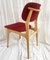Vintage Danish Dining Chairs in Beech and Dark Red, 1960s, Set of 4 4