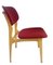 Vintage Danish Dining Chairs in Beech and Dark Red, 1960s, Set of 4, Image 3