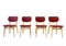 Sedie da pranzo vintage in faggio e rosso scuro, Danimarca, anni '60, set di 4, Immagine 1
