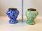 Vases Art en Verre avec Grillage en Laiton par Ruckl, Set de 2 8