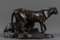 Bronze Two Lost Wax Lionesses Sculpture by Fratin Representing 11