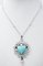 18 Karat White Gold and Platinum Necklace with Diamonds and Turquoise, Image 2