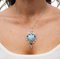 18 Karat White Gold and Platinum Necklace with Diamonds and Turquoise, Image 5
