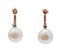 14 Karat Rose Gold Tennis Earrings with White Pearls and Diamonds, Set of 2 3