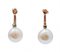 14 Karat Rose Gold Tennis Earrings with White Pearls and Diamonds, Set of 2, Image 3