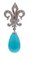 14 Karat White Gold Dangle Earrings with Turquoise and Diamonds, Set of 2 2