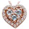 18 Karat Rose Gold Heart Pendant Necklace with Aquamarine and Diamonds, Image 1