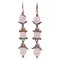 Rose Gold and Silver Earrings with Corals and Diamonds, Set of 2 1
