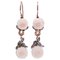 Rose Gold and Silver Earrings with Pink Corals and Diamonds, Set of 2 1