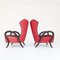 Vintage Armchairs in Mahogany and Original Fabric, 1950s, Set of 2 2