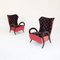 Vintage Armchairs in Mahogany and Original Fabric, 1950s, Set of 2 1