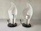 Italian Flower Design White Acrylic Glass Table Lamps, Italy, 1970s, Set of 2 7