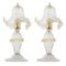 Transparent Murano Glass Table Lamps with Artistic Golden Artistic Decorations, Italy, Set of 2 1