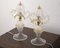 Transparent Murano Glass Table Lamps with Artistic Golden Artistic Decorations, Italy, Set of 2 2