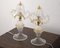 Transparent Murano Glass Table Lamps with Artistic Golden Artistic Decorations, Italy, Set of 2, Image 2
