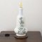Vintage Hand-Decorated Shiny White Ceramic Table Lamp with Wooden Base, Italy, 1980s 4