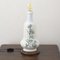 Vintage Hand-Decorated Shiny White Ceramic Table Lamp with Wooden Base, Italy, 1980s, Image 4