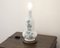Vintage Hand-Decorated Shiny White Ceramic Table Lamp with Wooden Base, Italy, 1980s 3