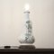Lampe de Bureau Vintage Décorée à la Main en Céramique Blanche avec Socle en Bois, Italie, 1980s 2