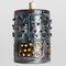 Danish Cylinder Brown Blue Ceramic Pendant Light, 1970, Image 5