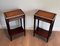 Mahogany and Brass Nightstands with Leather Trays in the Style of Maison Jansen, 1940s, Set of 2 2