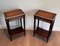 Mahogany and Brass Nightstands with Leather Trays in the Style of Maison Jansen, 1940s, Set of 2, Image 2