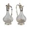 French Spiral Glass Wine Jugs with Silver, Set of 2 3