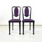 Austrian Modern Chairs 414 in Black Wood & Purple Fabric attributed to Kammerer Thonet, 1990s, Set of 3 3