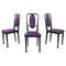 Austrian Modern Chairs 414 in Black Wood & Purple Fabric attributed to Kammerer Thonet, 1990s, Set of 3 1