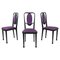 Austrian Modern Chairs 414 in Black Wood & Purple Fabric attributed to Kammerer Thonet, 1990s, Set of 3, Image 1