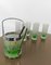 Space Age Collins Tumbler Glasses with Ice Bucket in Green Cut Crystal, Italy, 1970s, Set of 7 9